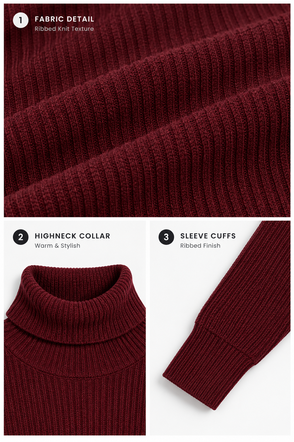 RIBBED HIGHNECK | MAROON | UNISEX