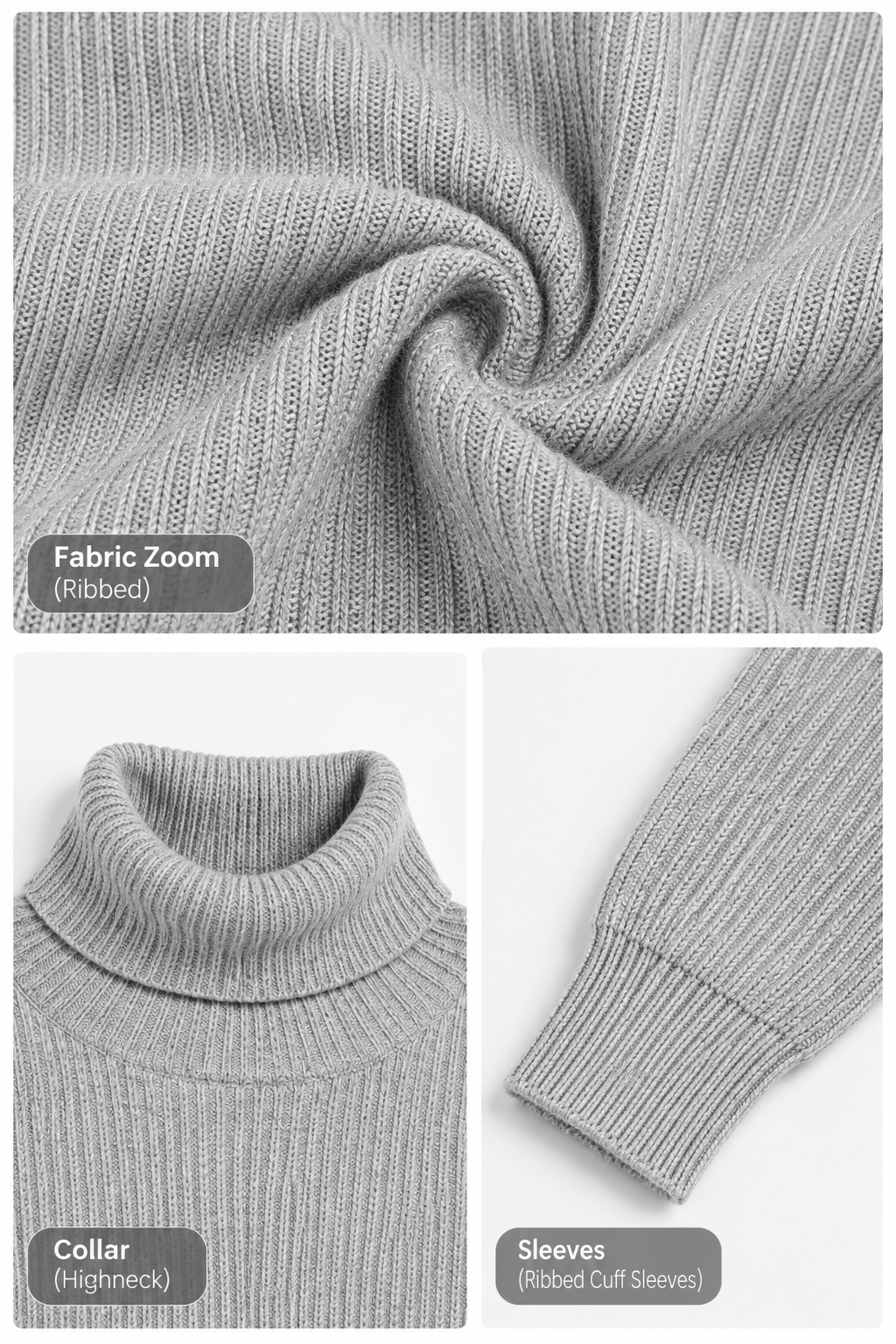 RIBBED HIGHNECK | HYDER GREY | UNISEX