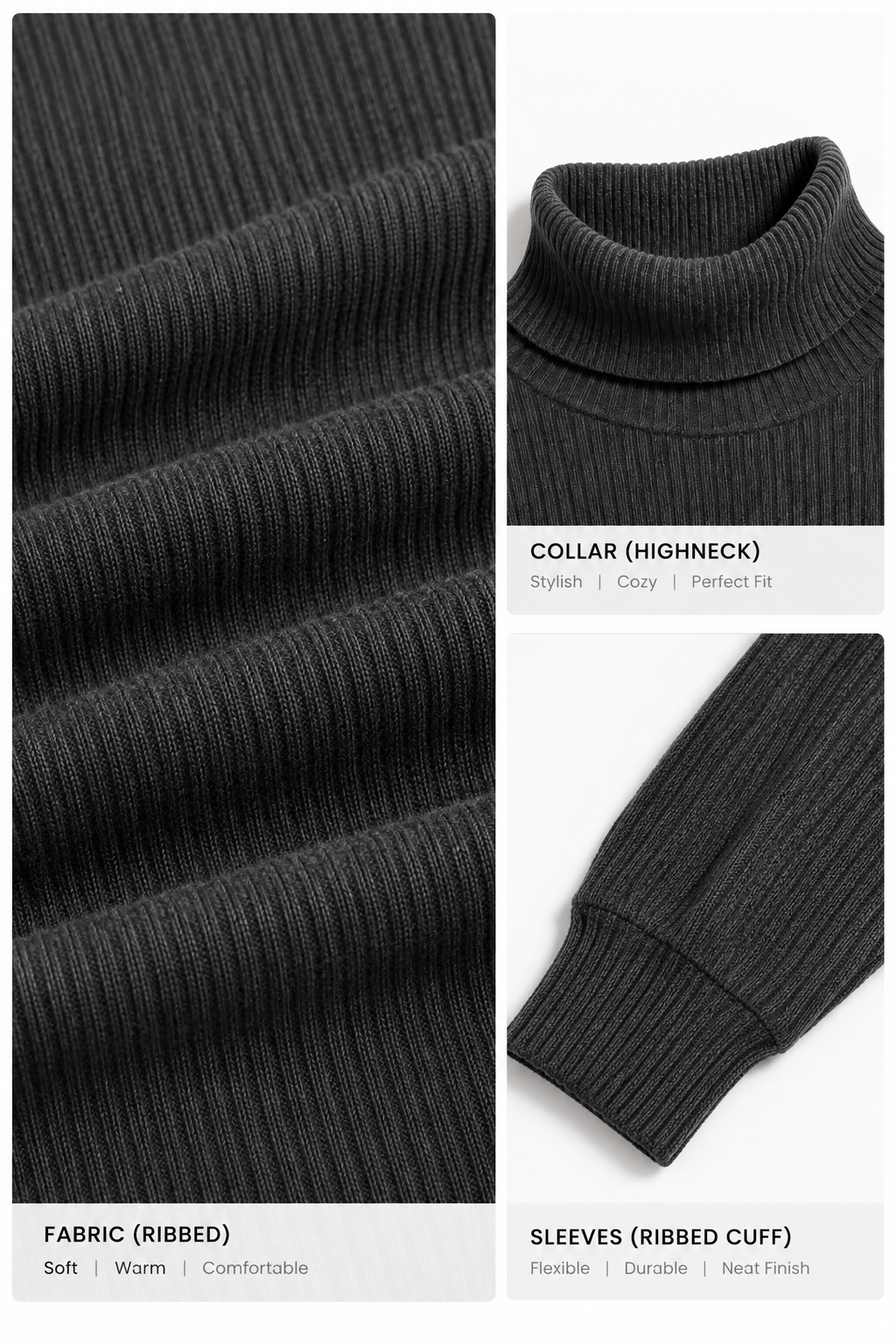 RIBBED HIGHNECK | CHARCOAL | UNISEX
