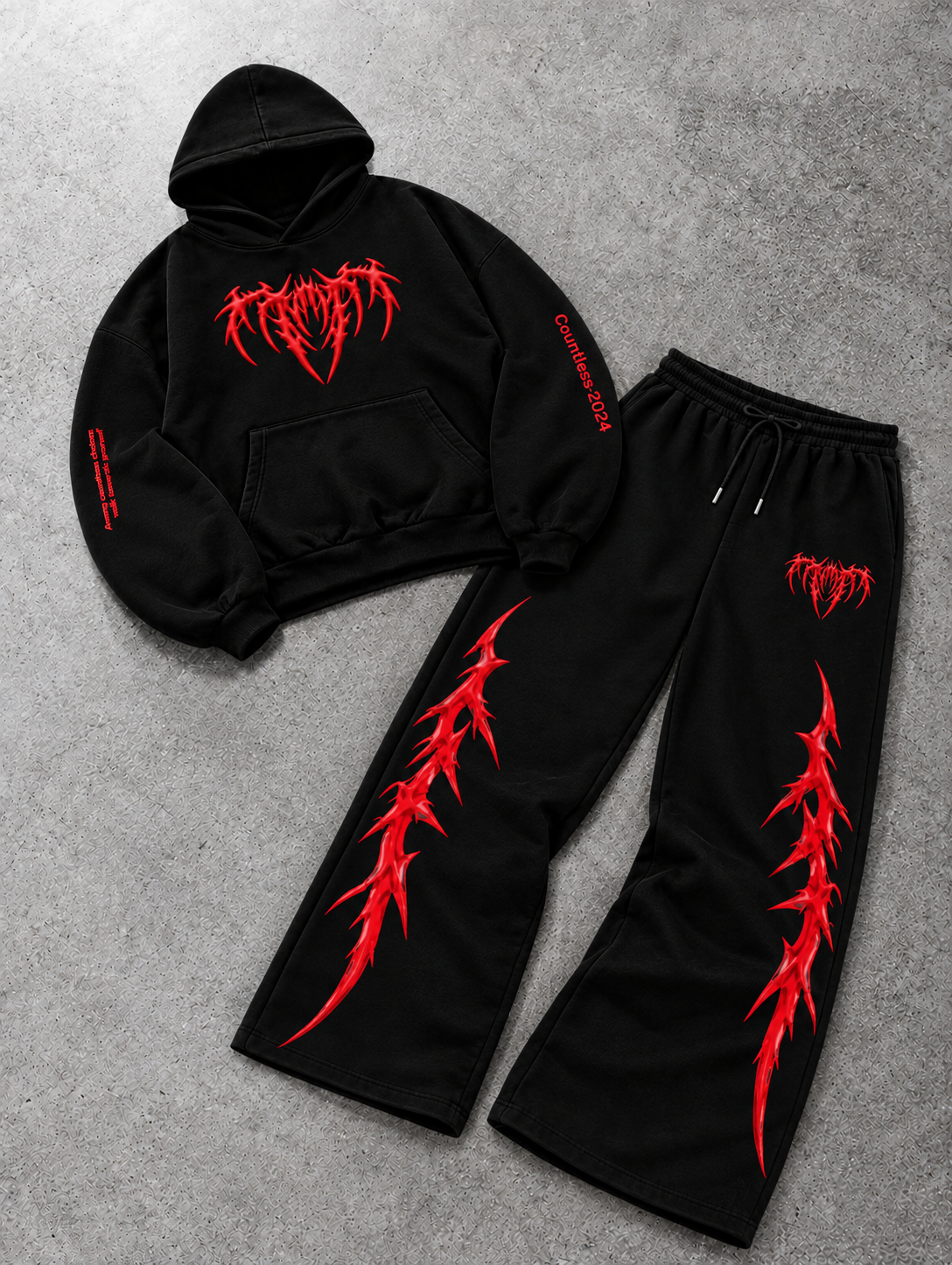 CO-ORD SET | CRIMSON THORN PUFFED GRAPHIC | UNISEX