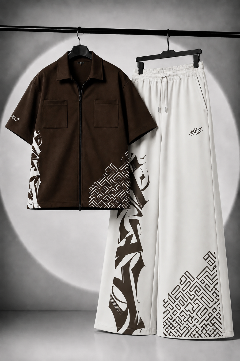 CO-ORD SET | KOREAN BROWN CAPITAL CODE GRAPHIC | UNISEX