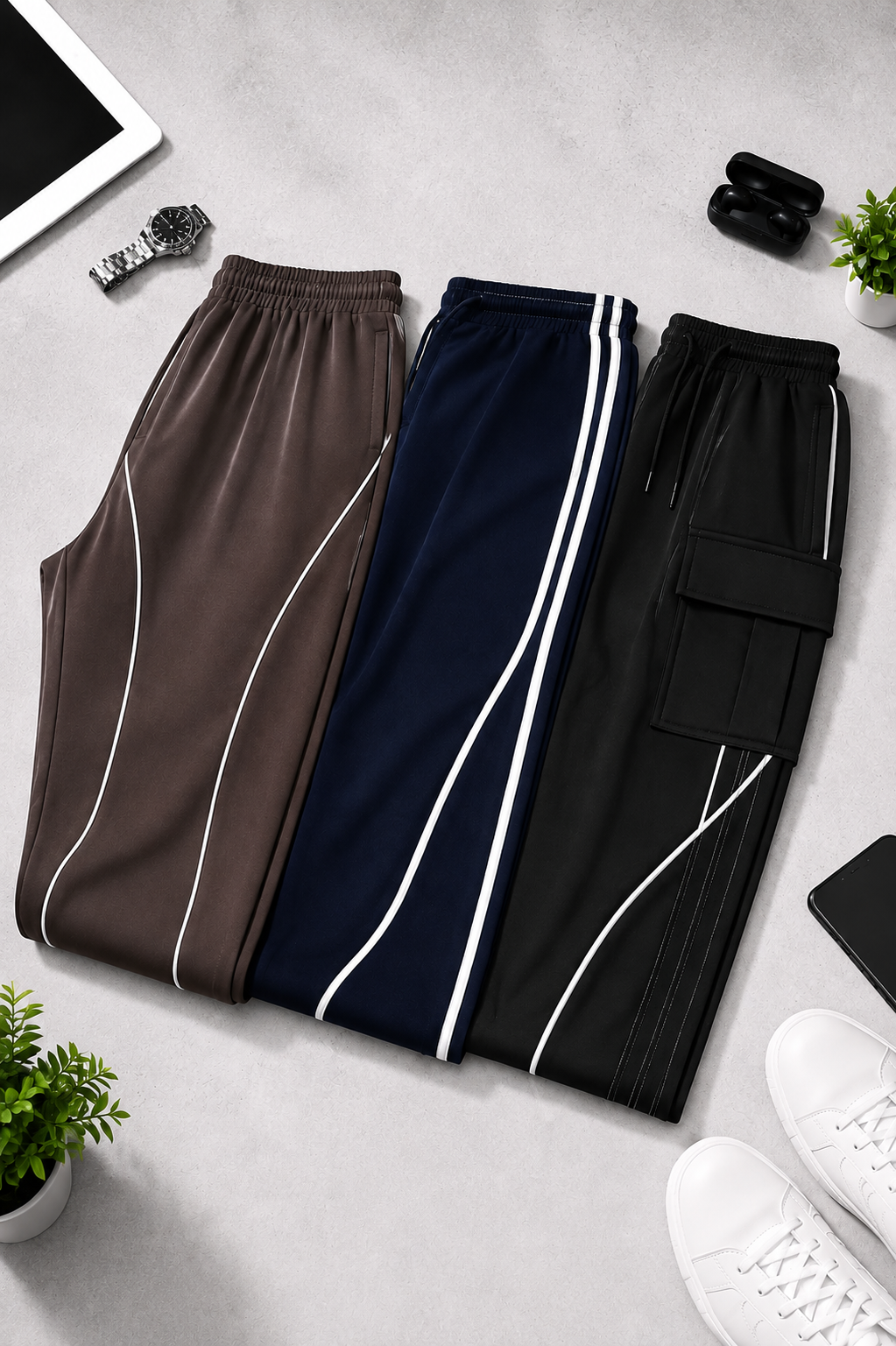 ALL IN 1 - COMBO OF 3 WIDE BAGGY TRACKPANTS - UNISEX