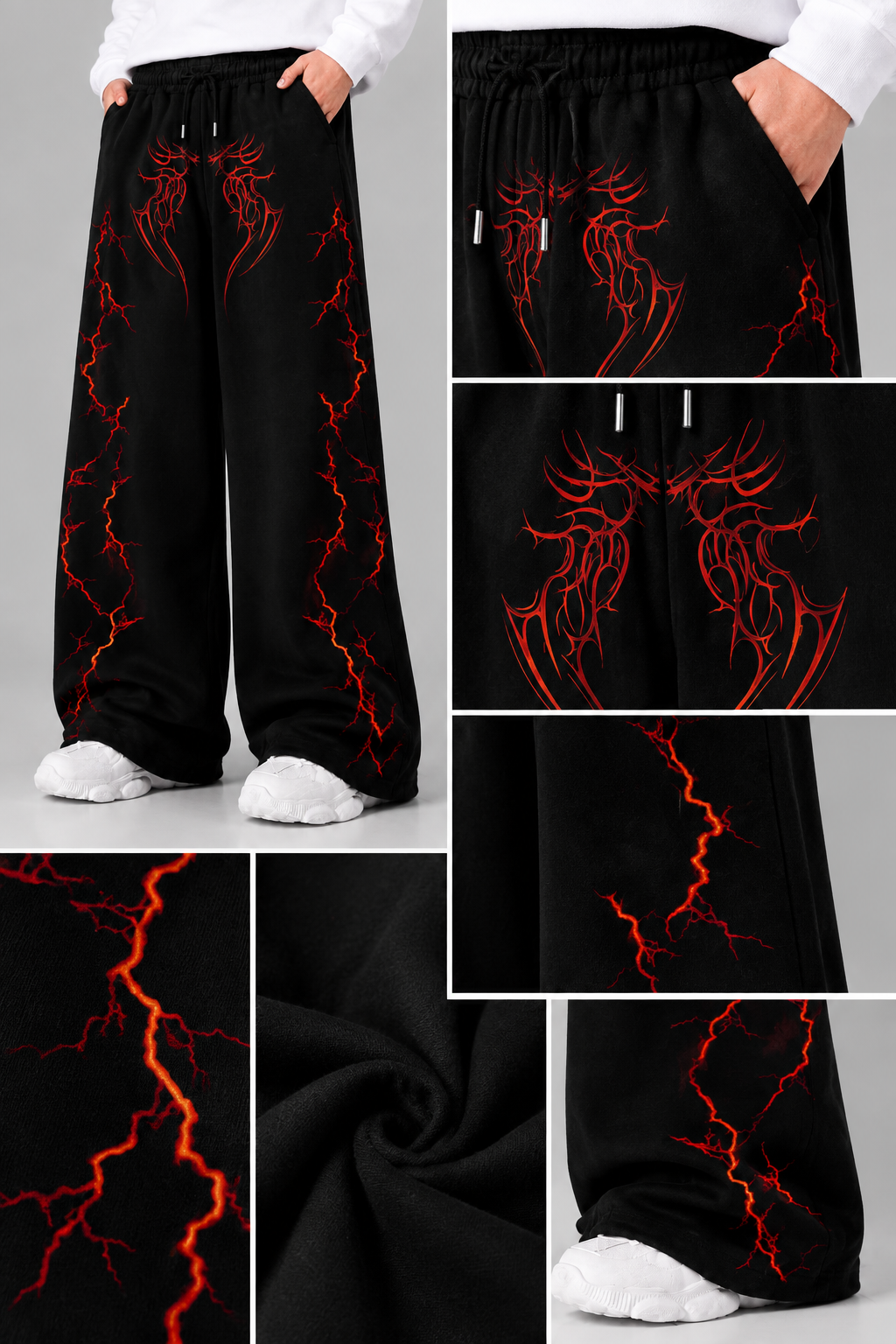 WIDE LEG TROUSER | RED CURSE - BLACK | UNISEX