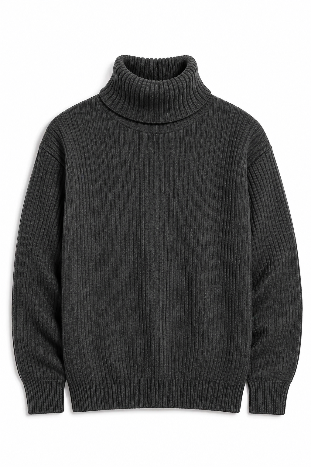 THICK LAYERED RIBBED HIGHNECK | CHARCOAL | UNISEX - MINOR FAULT