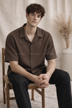 Terra Weave Cuban Collar Shirt - Cocoa Brown