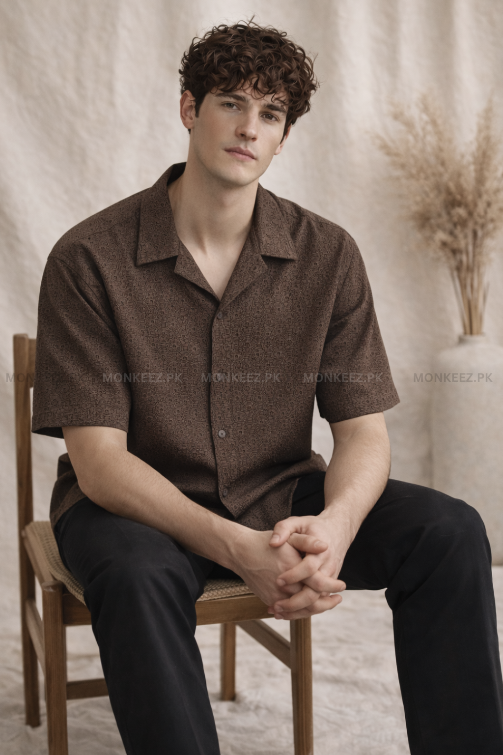 Terra Weave Cuban Collar Shirt - Cocoa Brown