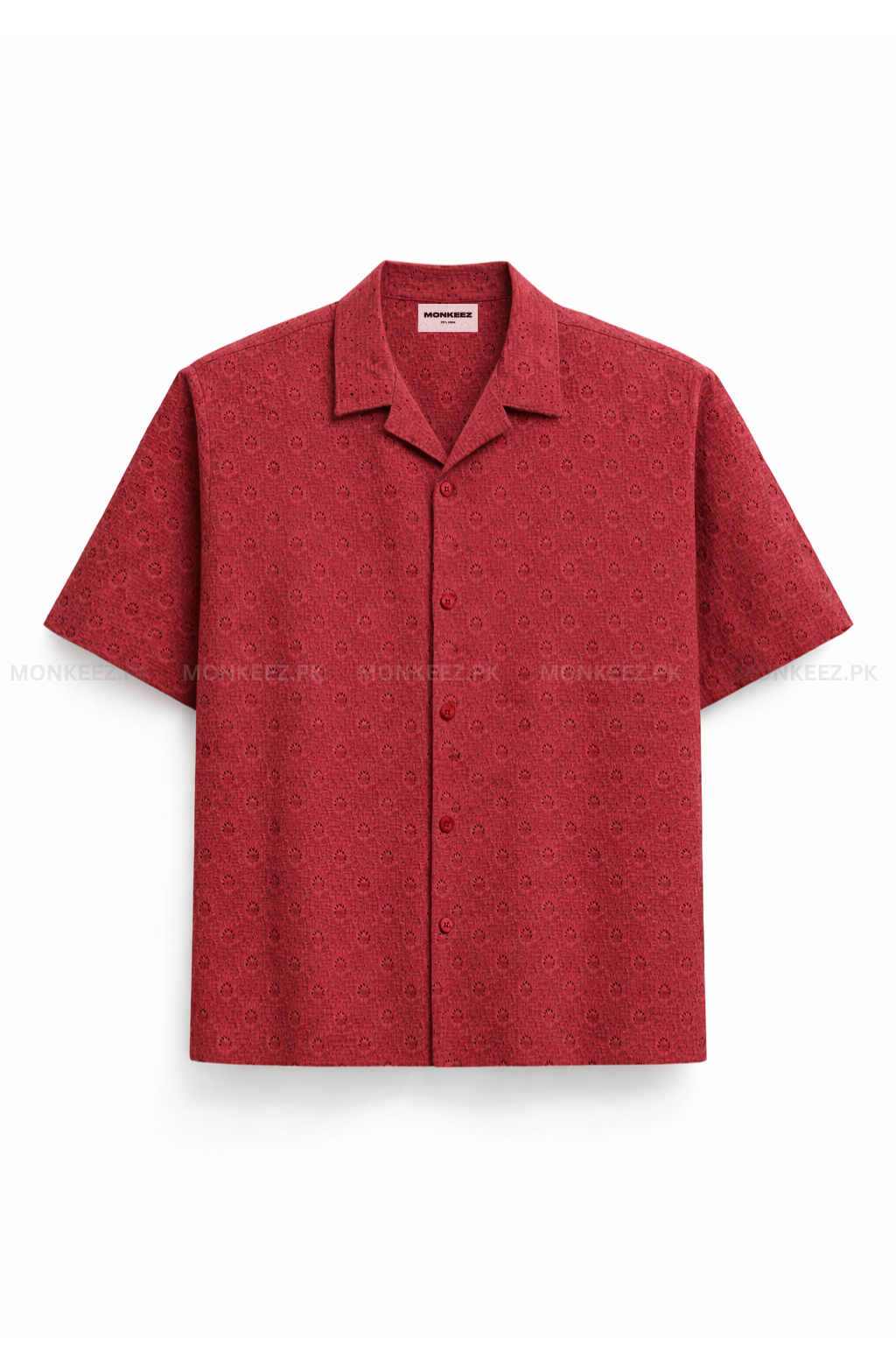 Terra Weave Cuban Collar Shirt - Maroon