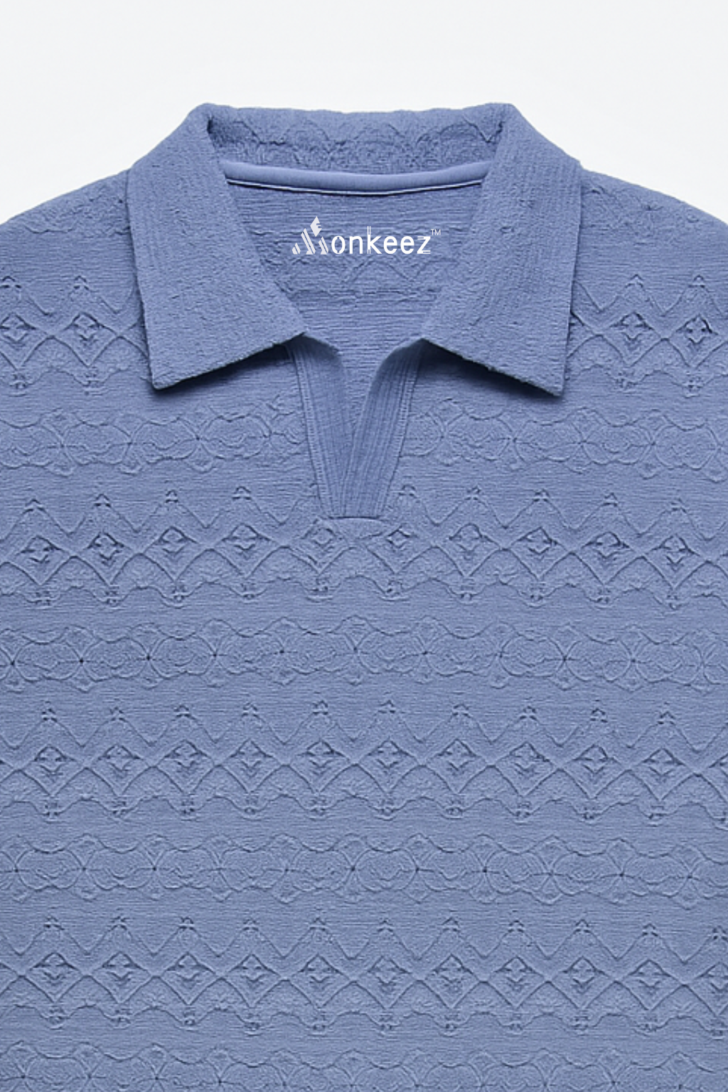 JOHNY COLLAR KNITTED EMBOSED POLO - BLUE (JP#2)
