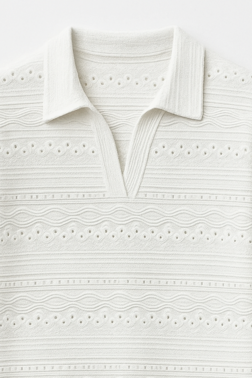 PACK OF 2 JOHNY COLLAR KNITTED EMBOSED POLO - WHITE & BLACK (JP#2)