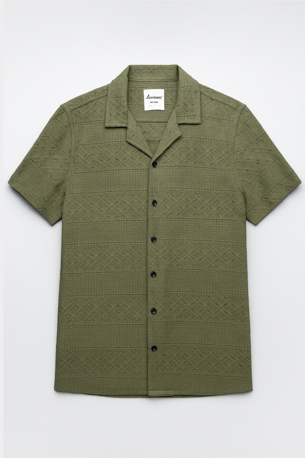 Pack Of 2 Heritage Breeze Cuban Collar Shirt - Black & Olive Green