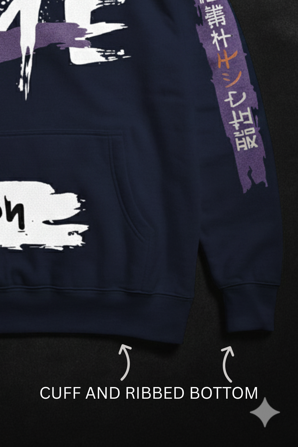 JAPANESE GRAPHIC NAVY BLUE PULLOVER HOODIE