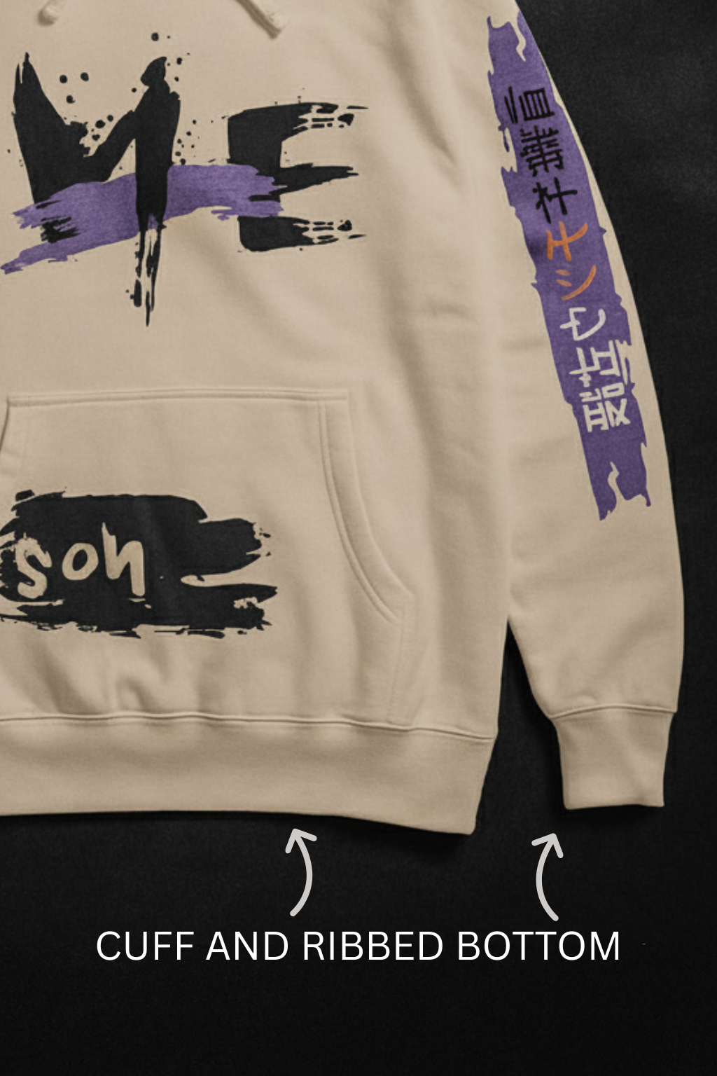 JAPANESE GRAPHIC BEIGE PULLOVER HOODIE