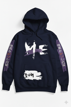 JAPANESE GRAPHIC NAVY BLUE PULLOVER HOODIE