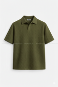 JOHNY COLLAR KNITTED EMBOSED POLO - DARK GREEN (JP#2)
