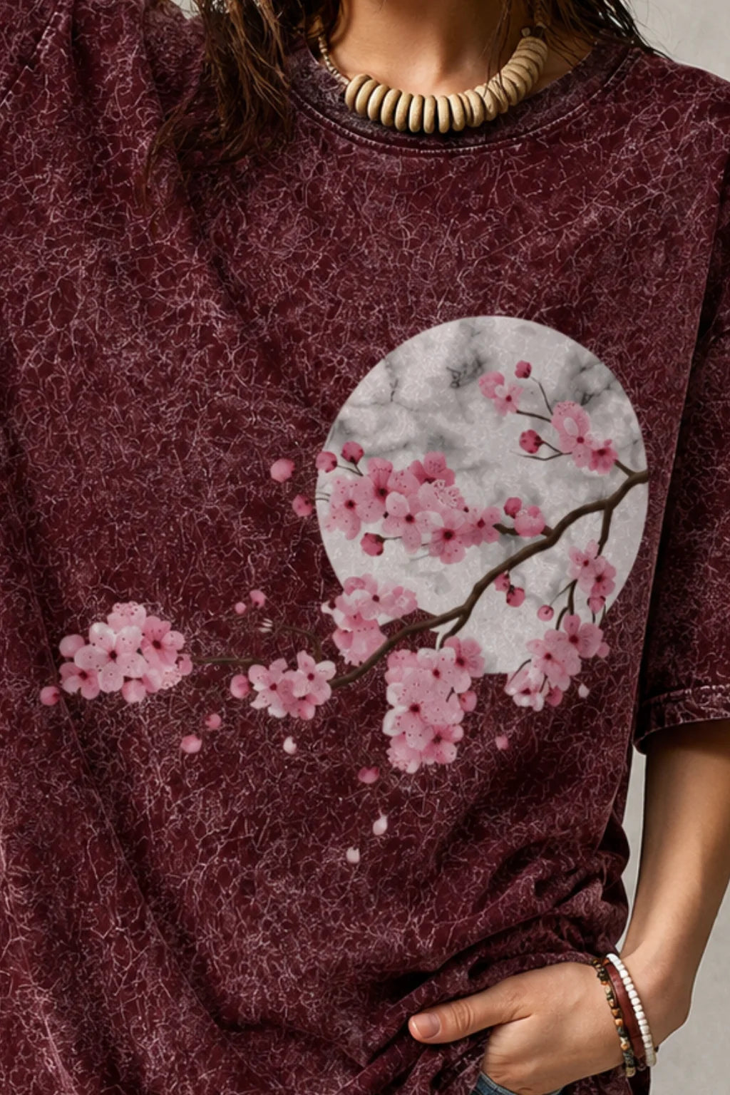 CHERRY BLOSSOM ECLIPSE ACID WASH TEE  | HERMODA