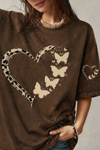 FLUTTER HEART ACID WASH TEE  | HERMODA
