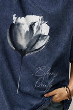 BLOOMS QUIETLY ACID WASH TEE  | HERMODA