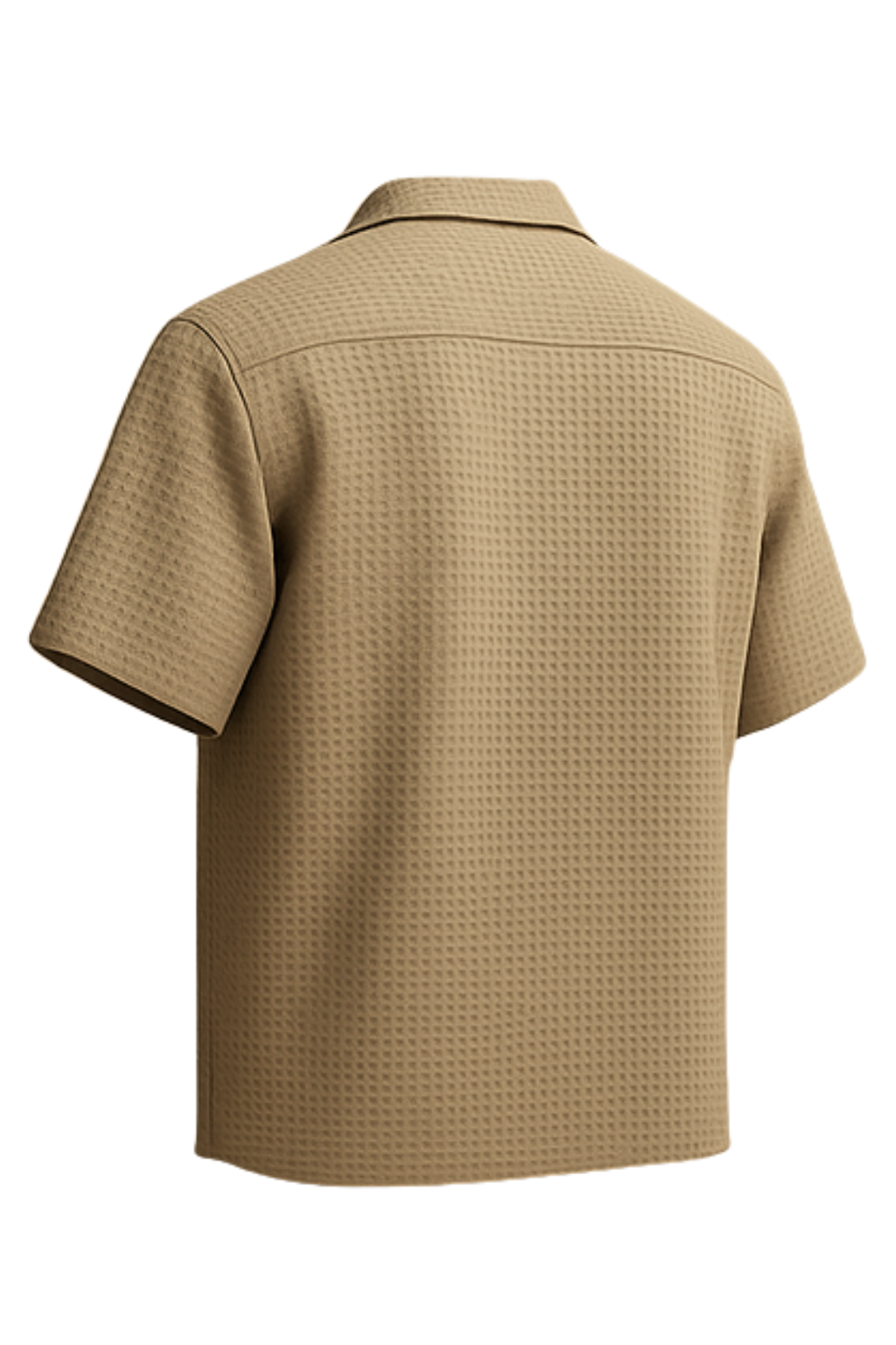 Mens Texture Structured Cuban Collar Shirt - Beige