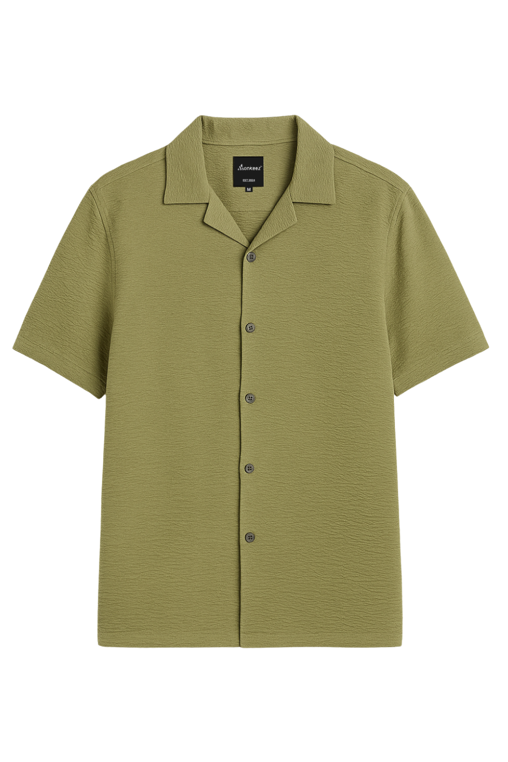 Crinkle Cuban Collar Shirt - Cactus Green