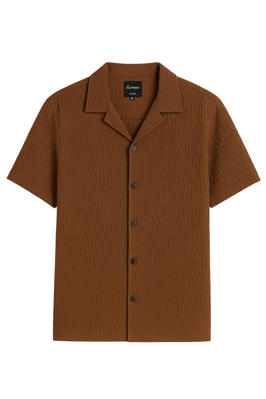 Pack Of 2 Wavy & Crinkle Cuban Collar Shirt - Brown & Black