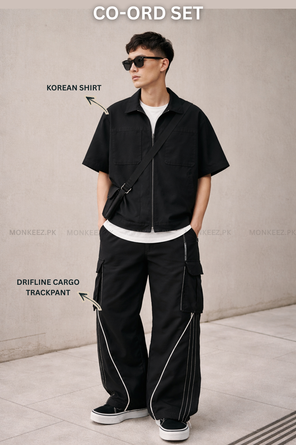 Co-Ord Set – Korean Minimalist Shirt × Driftline Cargo Track Pant (Unisex)