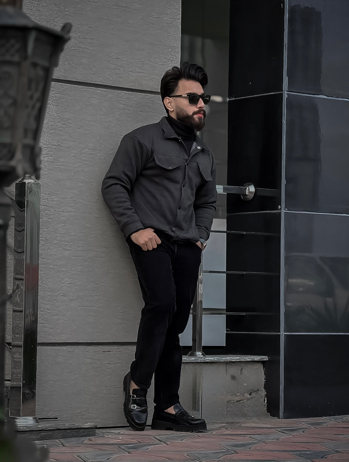 Charcoal Korean Fleece Minimalist Jacket - Unisex