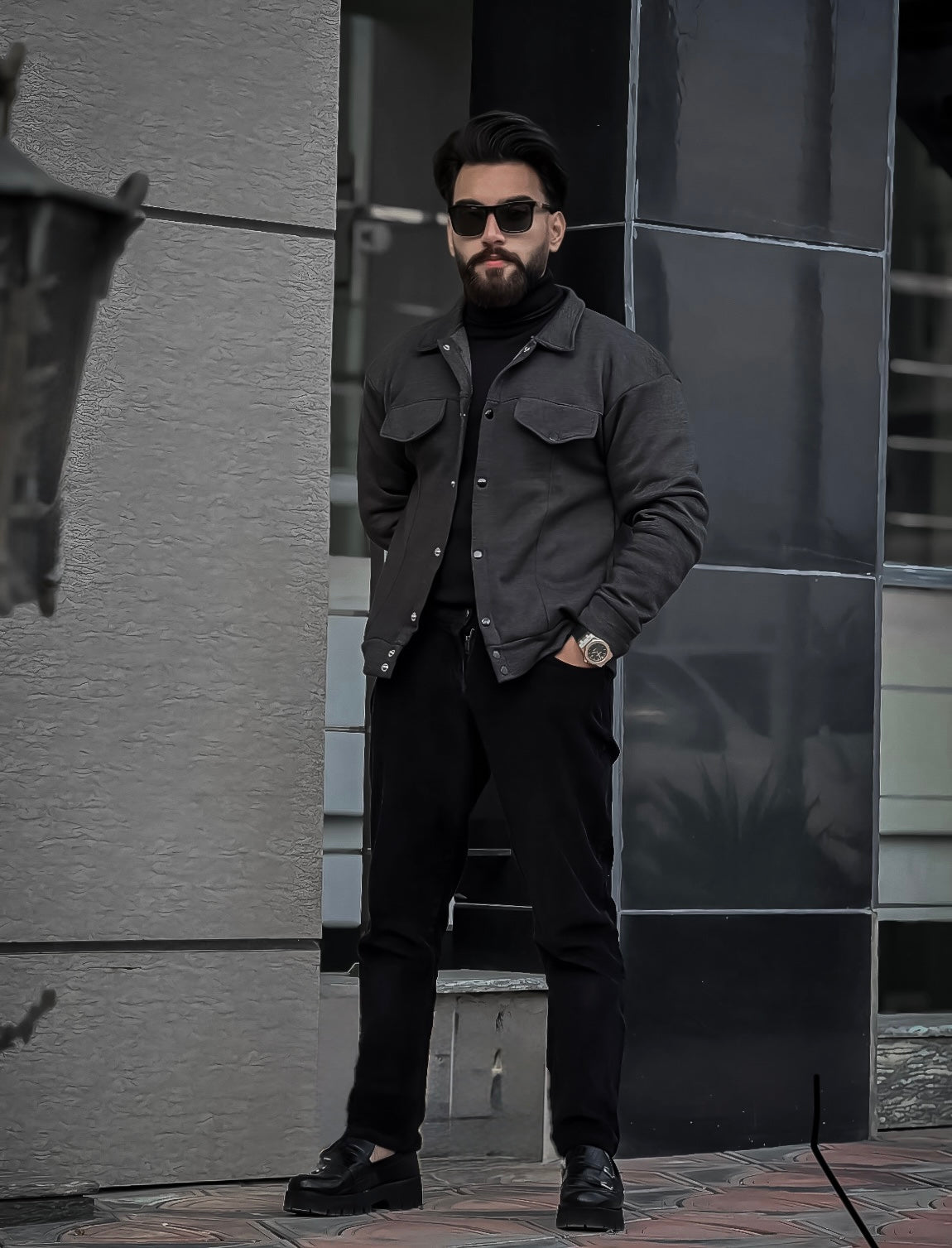 Charcoal Korean Fleece Minimalist Jacket - Unisex