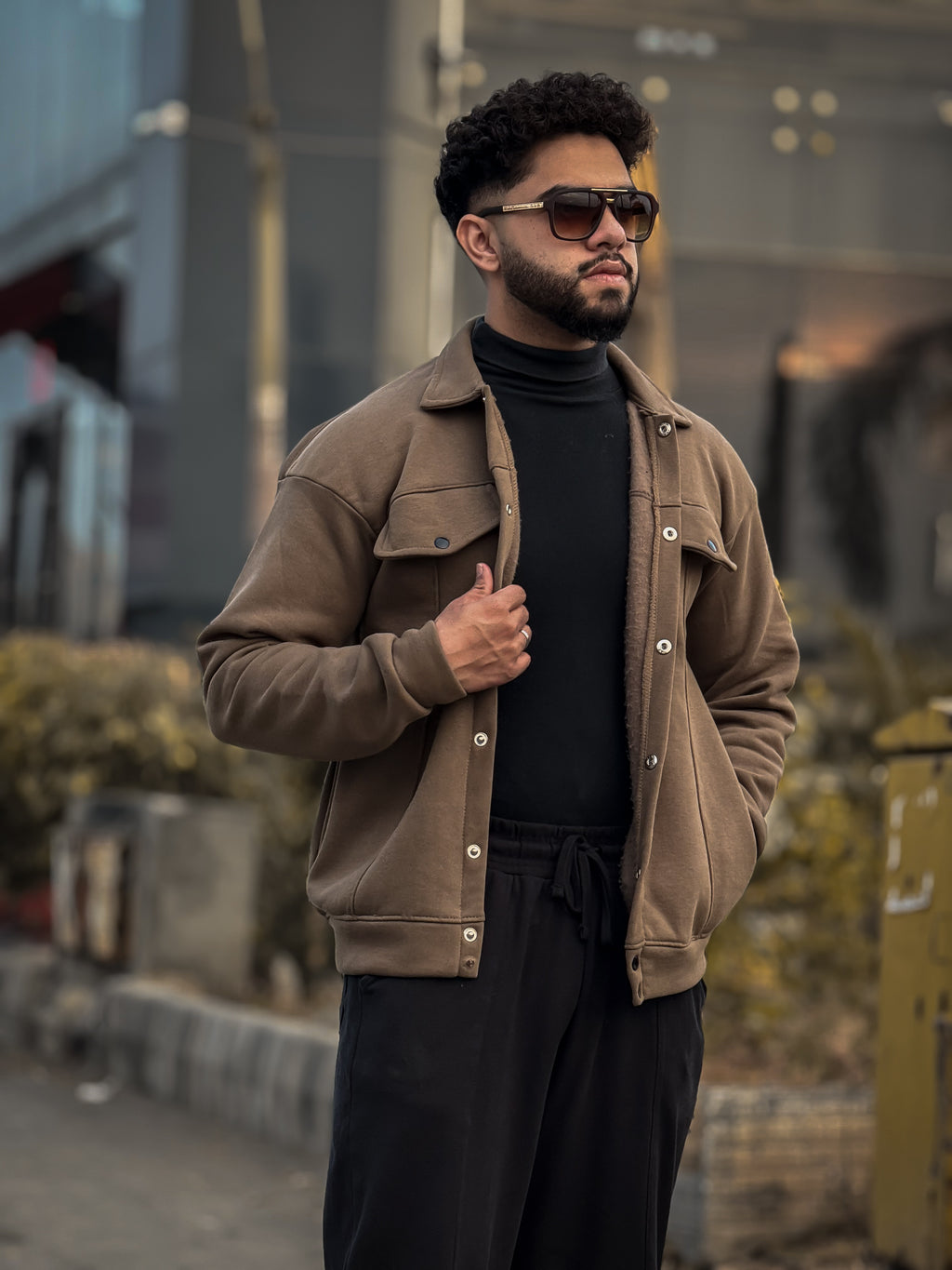 Pack Of 2 Black & Dull Brown Korean Fleece Minimalist Jacket - Unisex