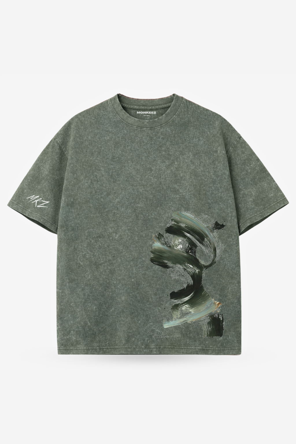 Acid Wash Midnight Arctic Oversized Tee - Olive - Unisex