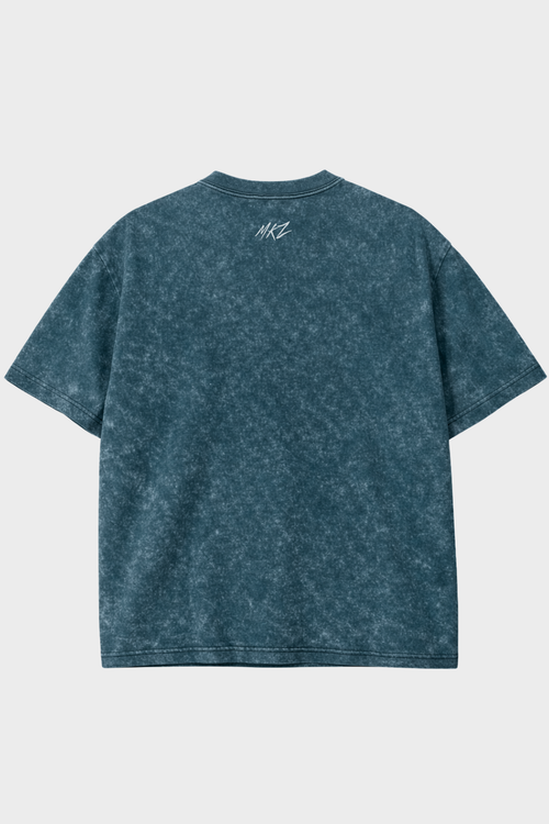 Acid Wash Mystery Skull Oversized Tee - Faded Teal - Unisex
