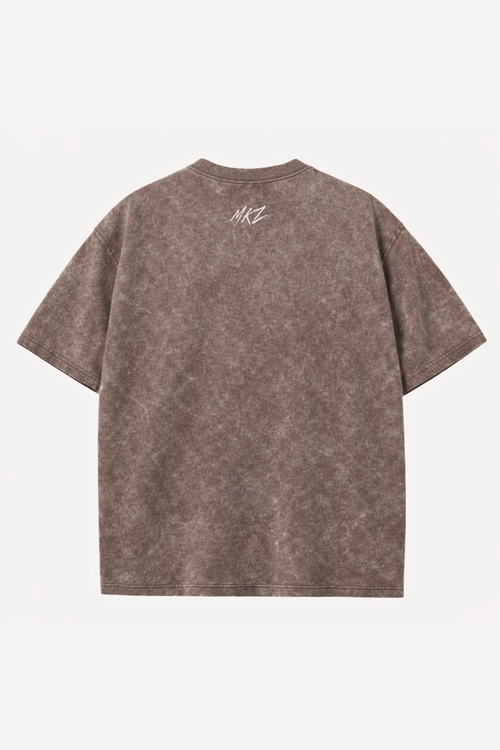 Acid Wash Broken Sculpture Oversized Tee - Dusty Mocha