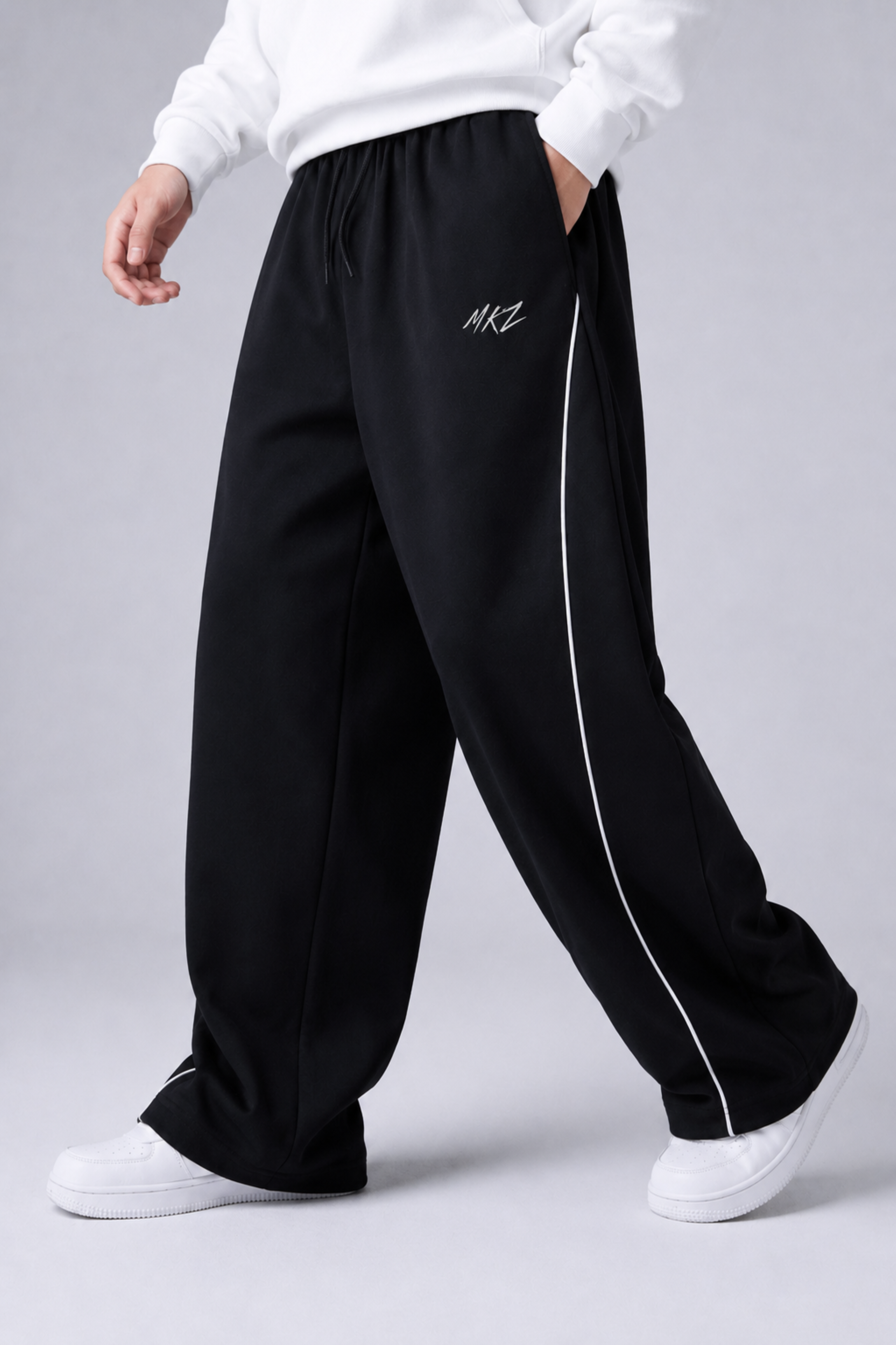 Glide CurveLine Wide Track Pants - Black/White - Unisex