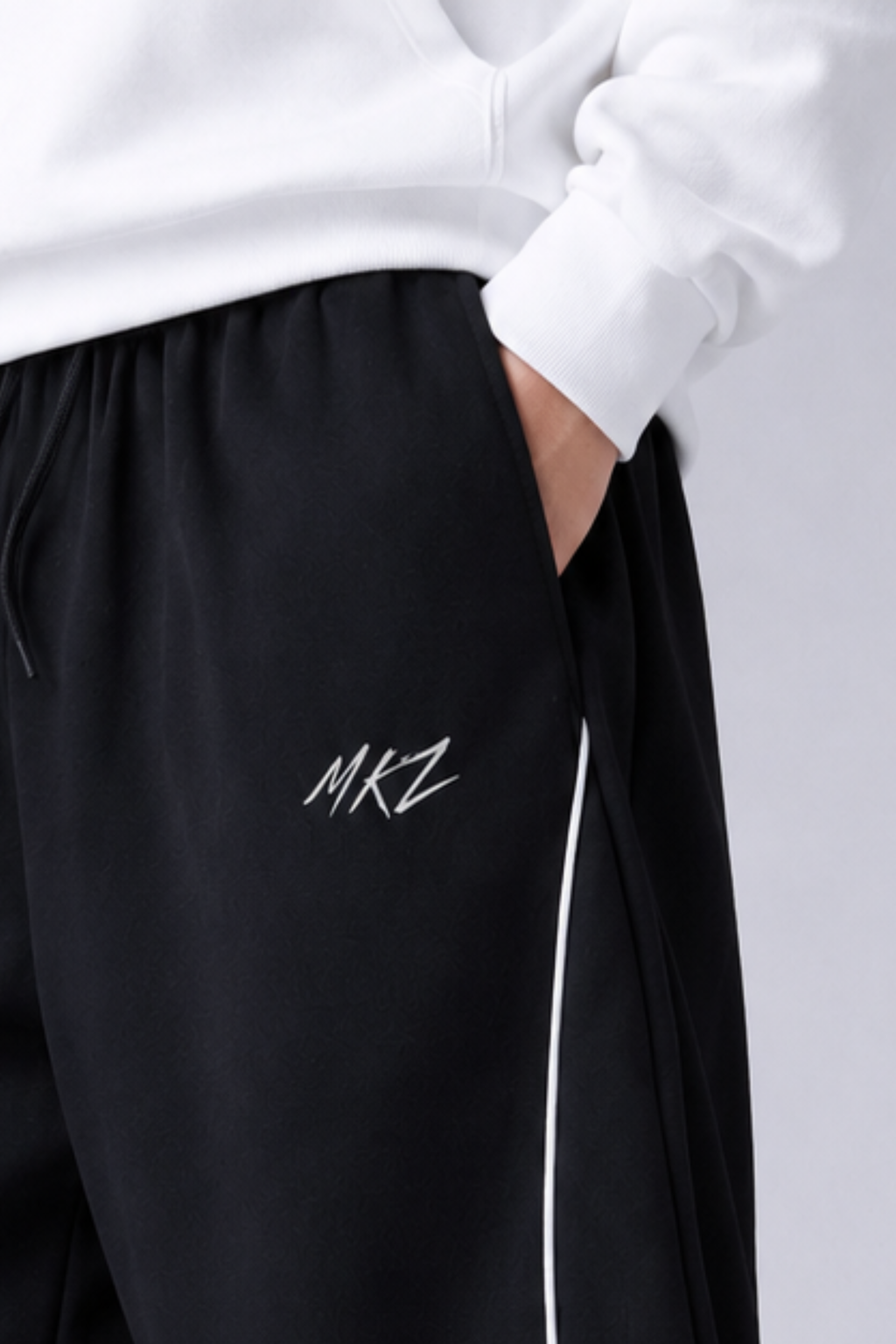 Glide CurveLine Wide Track Pants - Black/White - Unisex
