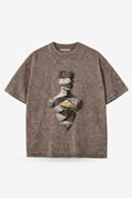 Acid Wash Broken Sculpture Oversized Tee - Dusty Mocha - Unisex
