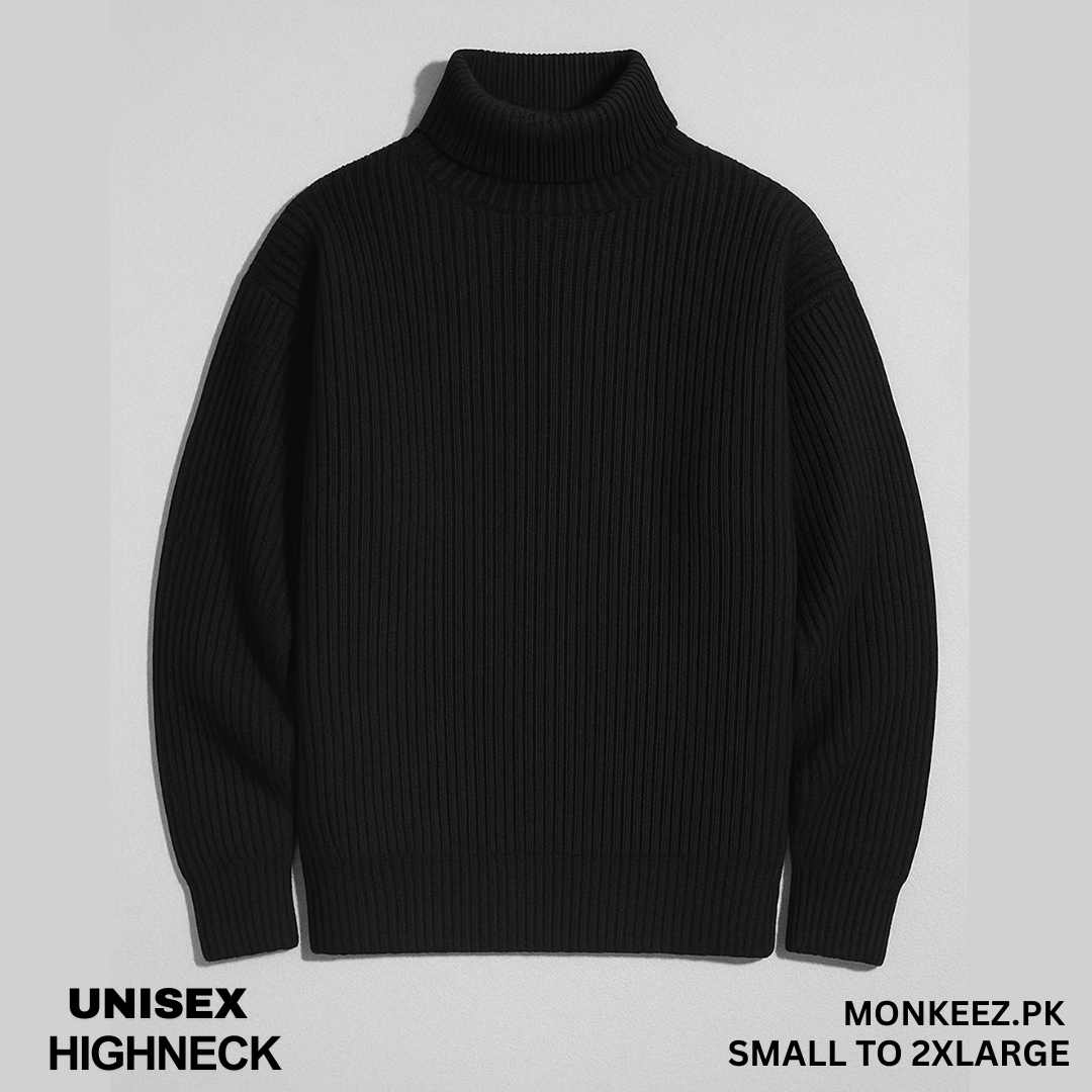 BLACK RIBBED & BOTTOM HIGHNECK – UNISEX