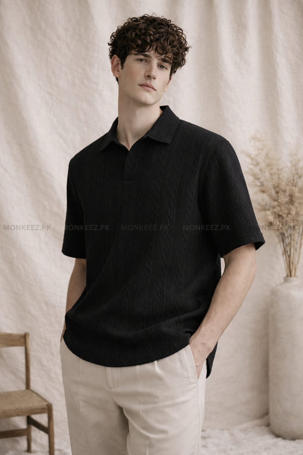 COMBO OF 3 JOHNY COLLAR KNITTED EMBOSED POLO (JP#2)