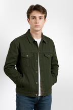 BOTTLE GREEN DENIM JACKET - UNISEX