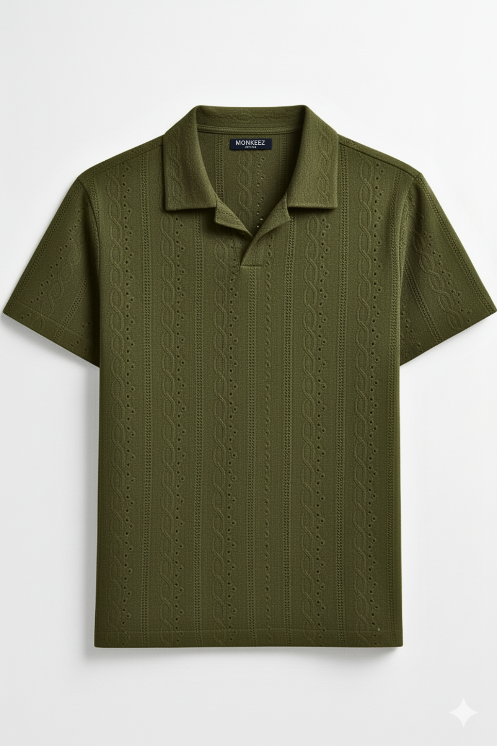 JOHNY COLLAR KNITTED EMBOSED POLO - DARK GREEN (JP#2)
