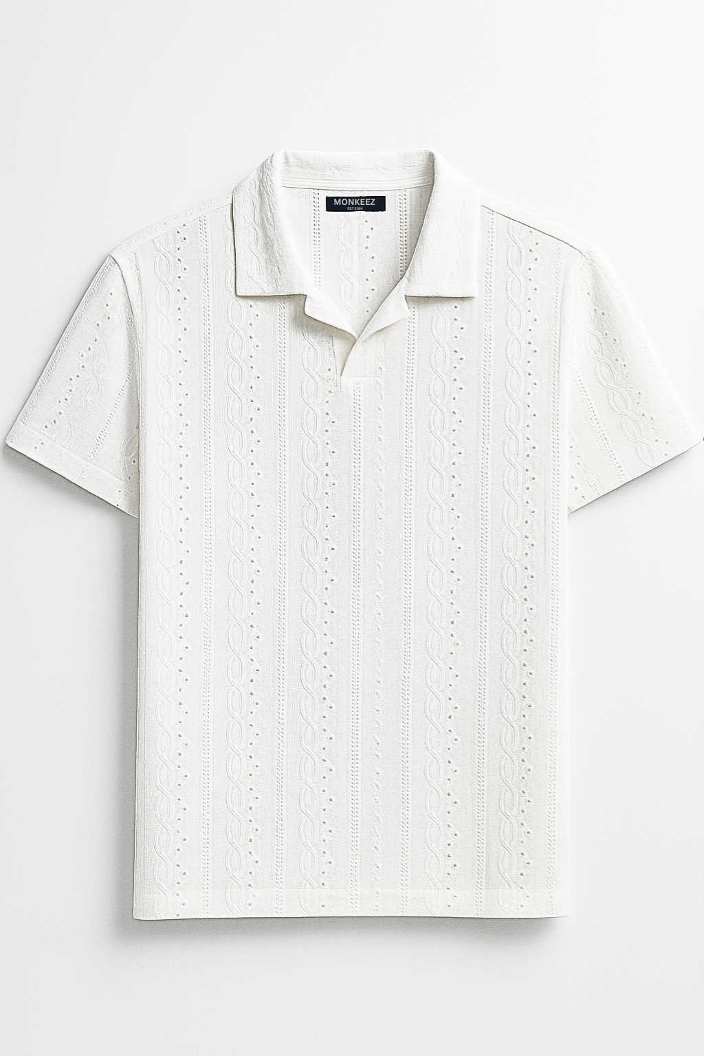 JOHNY COLLAR KNITTED EMBOSED POLO - WHITE (JP#2)