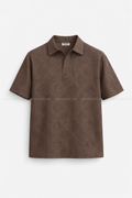 JOHNY COLLAR KNITTED DOTTED EMBOSED POLO - BROWN (JP#2)