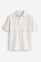 JOHNY COLLAR KNITTED EMBOSED POLO - WHITE (JP#2)
