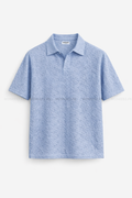 JOHNY COLLAR KNITTED EMBOSED POLO - BLUE (JP#2)