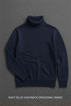 NAVY BLUE RIBBED & BOTTOM HIGHNECK – UNISEX
