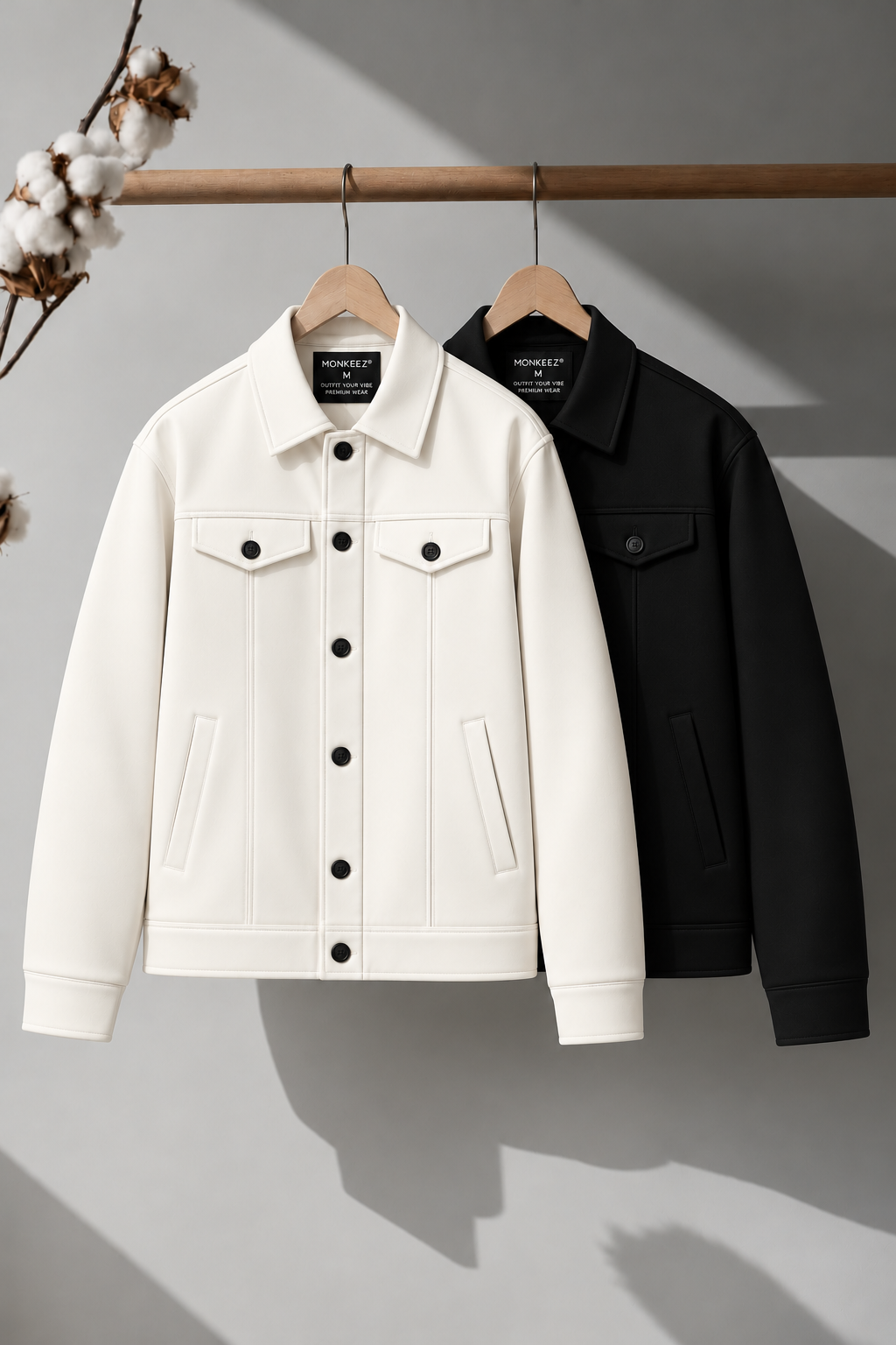COMBO OF 2 | KOREAN MINIMALIST JACKET | CREAM & BLACK | UNISEX