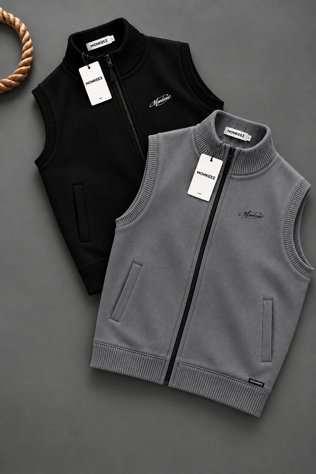 COMBO OF 2 | SLEEVELESS ZIPPER MOCKNECK JACKETS | UNISEX