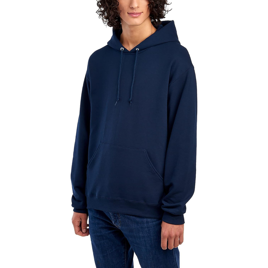 BLUE PLAIN PULLOVER HOODIE