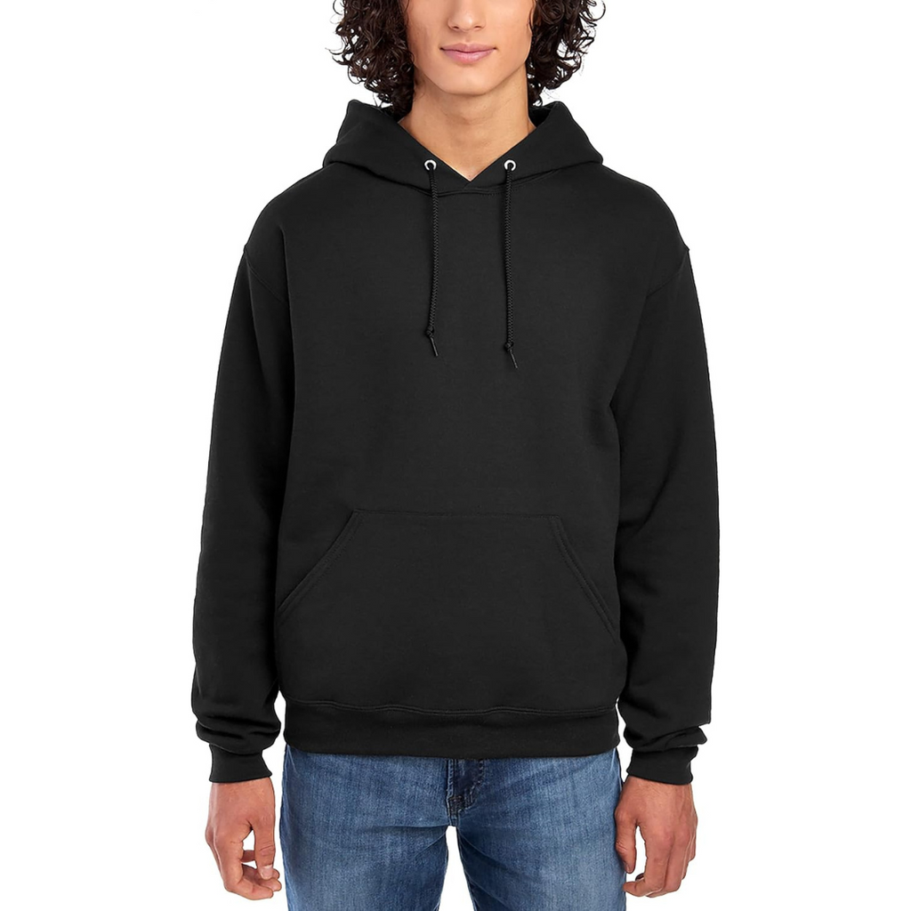 BLACK PLAIN PULLOVER HOODIE