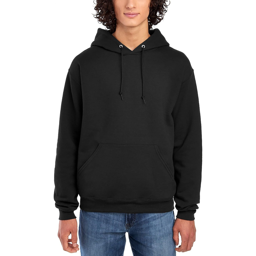 BLACK PLAIN PULLOVER HOODIE