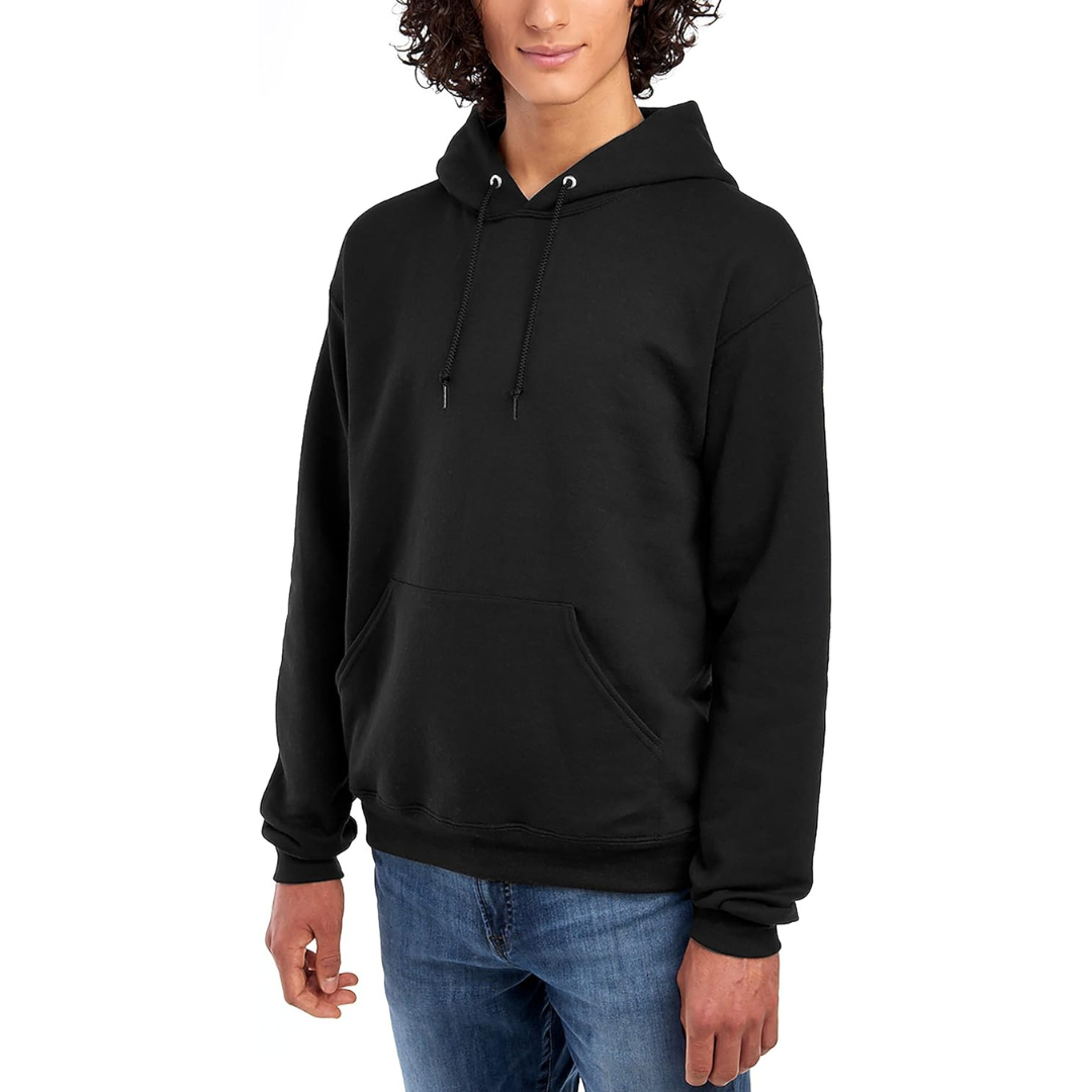 BLACK PLAIN PULLOVER HOODIE