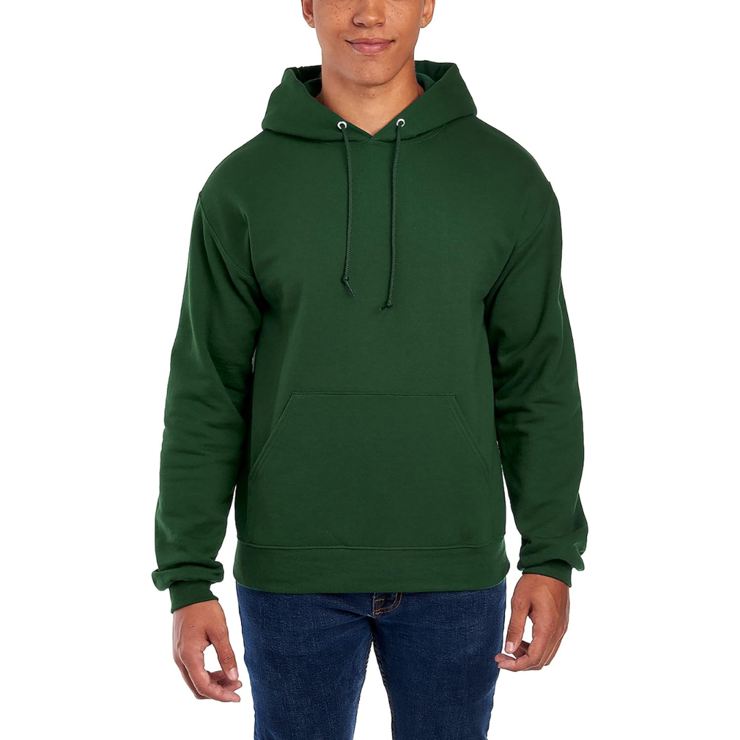 GREEN PLAIN PULLOVER HOODIE
